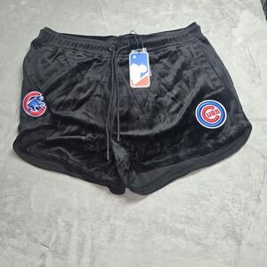 Pro Standard Chicago Cubs Velour Shorts Women's Large Black Double Logo MLB NWT
